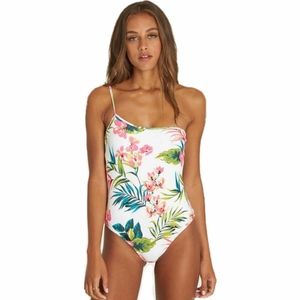 Billabong White Tropical Floral One-Piece Swimsuit